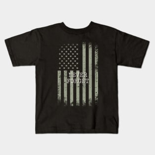 Never Forget Distressed USA Flag Kids T-Shirt